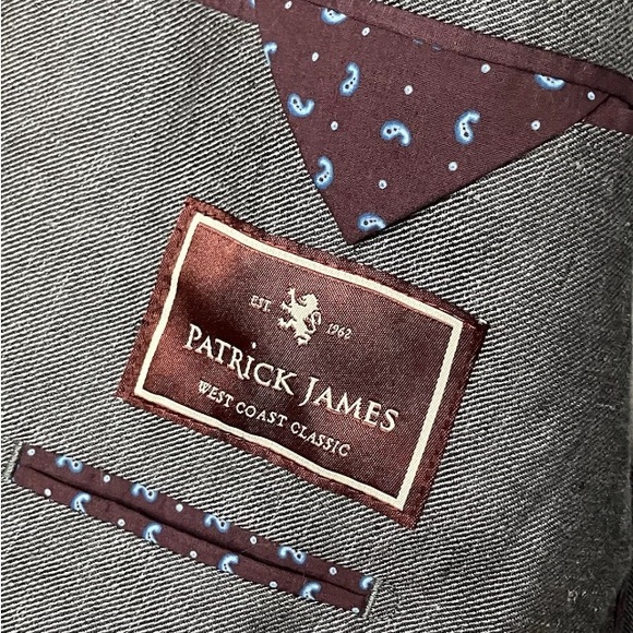 Men's Patrick James Charcoal Grey Linen 2 Button Sport Coat Blazer Jacket 44R - Picture 7 of 17